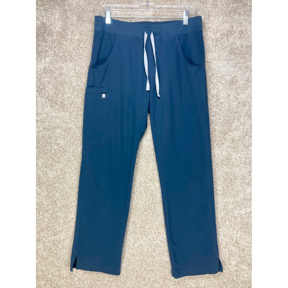 FIGS Technical Kade Cargo Scrub Pants Womens M Blue Straight Leg Stretch Pull On